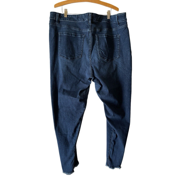 Lane Bryant Women's Plus Size 20R Skinny Jeans Blue Denim Dark Wash Fringe - Picture 3 of 11